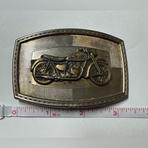 Vintage Triumph Motorcycle Belt Buckle Silver-Tone background with a Gold tone
